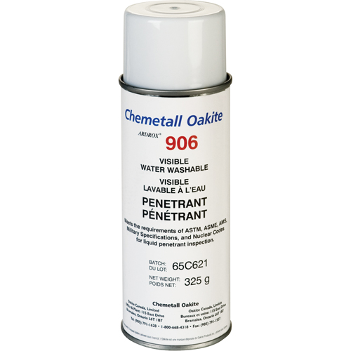906 Water Washable Visible Penetrants, Aerosol Can Haskins Industrial Inc.