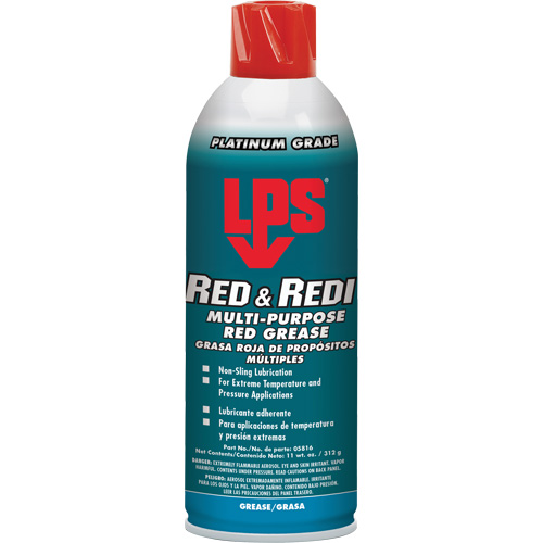 Red & Redi Multi-Purpose Red Grease, 16 oz., Aerosol Can Haskins Industrial Inc.
