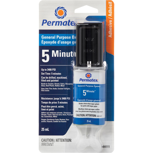 PermaPoxy 5 Minute General Purpose Epoxy, 29.5 ml, Epoxy, Two-Part, Clear Haskins Industrial Inc.