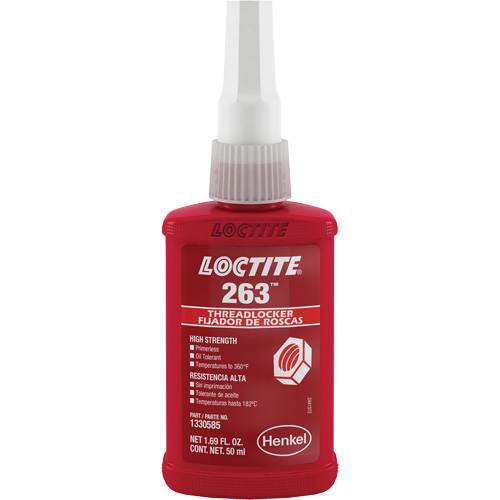 Threadlocker 263 Rapid Cure, Red, High, 50 ml, Bottle Haskins Industrial Inc.