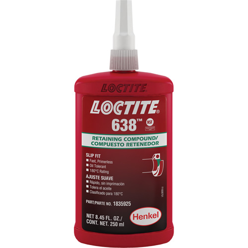 Loctite&reg; 638 Retaining Compound, 250 ml, Bottle, Green Haskins Industrial Inc.