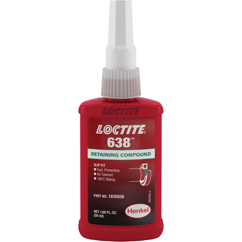 Compos&eacute; de retenue Loctite 638, 50 ml, Bouteille, Vert Haskins Industrial Inc.