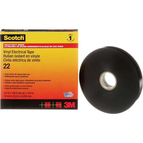 Ruban isolant en vinyle Scotch, 19 mm (3/4") x 33 m (108'), Noir, 10 mils Haskins Industrial Inc.