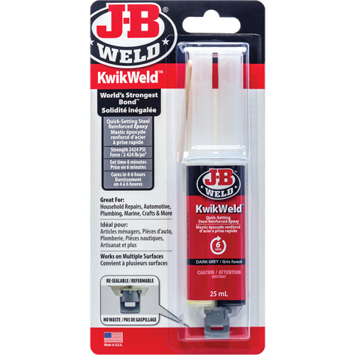 Adh&eacute;sif KwikWeld, 25 ml, Seringue, Deux composants, Gris Haskins Industrial Inc.