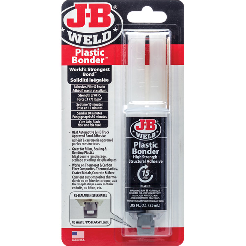 Plastic Bonder Adhesive, 25 ml, Syringe, Two-Part, Black Haskins Industrial Inc.