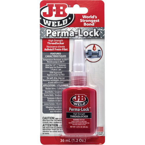 Perma-Lock Threadlocker, Red, High, 36 ml, Bottle Haskins Industrial Inc.