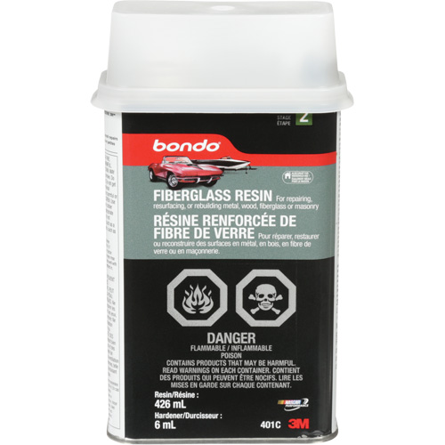 R&eacute;sine de fibre de verre Bondo, Deux composants, 15 oz, Bidon rectangulaire Haskins Industrial Inc.
