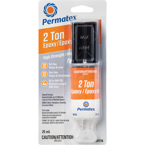 2 Ton Epoxy, 25 ml, Syringe, Two-Part, Clear Haskins Industrial Inc.