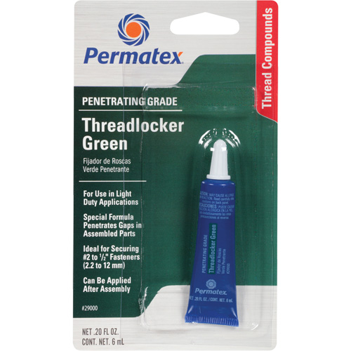 Penetrating Grade Threadlocker, Green, Medium, 6 ml, Tube Haskins Industrial Inc.