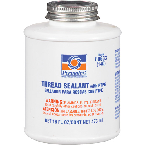 Thread Sealant with PTFE, Brush-Top Can, 473 ml, -54° C - 149° C/-65° F - 300° F Haskins Industrial Inc.