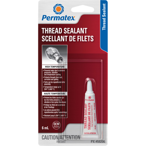 Scellant pour filetage haute temp&eacute;rature, Tube, 6 ml, -54° C - 204° C/-65° F - 400° F Haskins Industrial Inc.