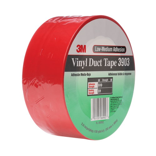 3903 Vinyl Duct Tape, 48 mm (2") W x 46 m (151') L, 6.5 mils, Red Haskins Industrial Inc.