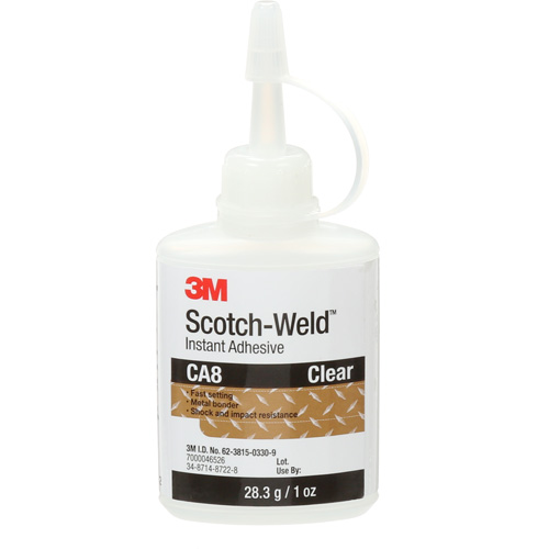 Scotch-Weld Instant Adhesive CA8, Clear, Bottle, 1 oz. Haskins Industrial Inc.