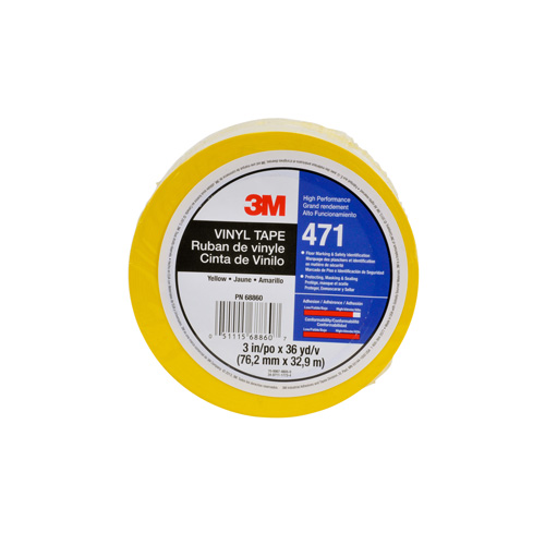 471 Vinyl Tape, 12 mm (1/2") W x 32.9 m (108') L, 5.2 mils, Yellow Haskins Industrial Inc.