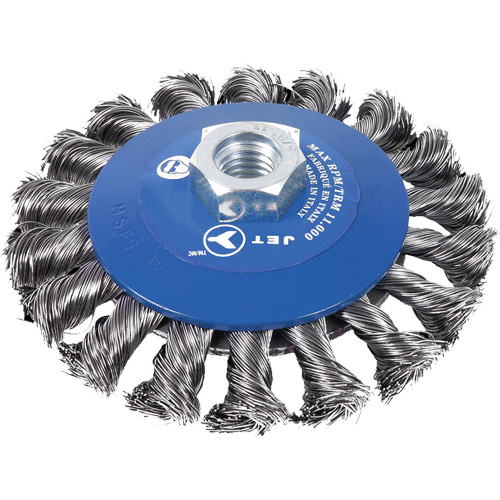 Knot Twisted Conical Bevel Brush, 5" Dia., 0.02" Fill, 5/8"-11NC Arbor Haskins Industrial Inc.