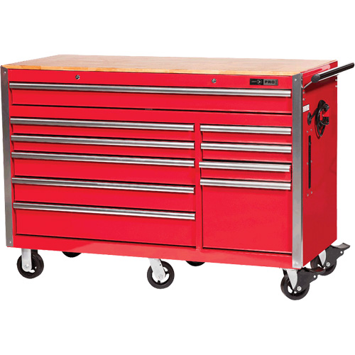 PRC5610 Armoire &agrave; rouleaux s&eacute;rie Pro, 10 tiroirs, 55-9/10" la x 24-1/10" p x 39-7/10" h, Rouge Haskins Industrial Inc.