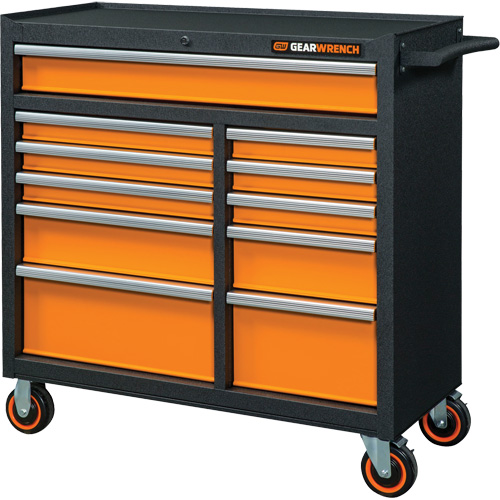 Armoire roulante pour outils s&eacute;rie GSX, 11 tiroirs, 41" la x 18-1/5" p x 41-1/2" h, Noir/Orange Haskins Industrial Inc.