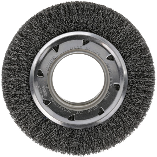 Crimped Wire Wheel Brush - Medium Face, 4-1/4" Dia., 0.012 Fill, 2" Arbor Haskins Industrial Inc.