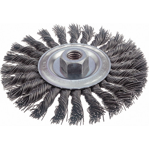 Knot Wire Wheel Brushes - Standard Twist Knot, 6" Dia., 0.023" Fill, 5/8"-11 Arbor, Steel Haskins Industrial Inc.