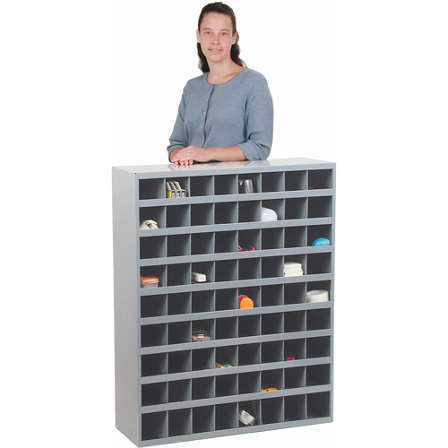Steel Storage Bin Cabinet, 33-3/4" W x 12" D x 42" H, Grey Haskins Industrial Inc.