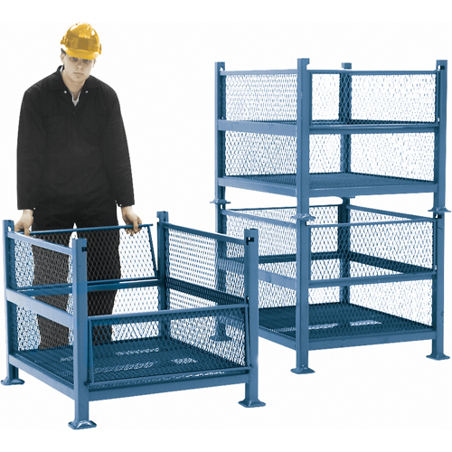 Conteneurs en m&eacute;tal grillag&eacute;, 2 panneaux repliables, Capacit&eacute; 2500 lb, 34,5" la x 40,5" p x 32,25" h Haskins Industrial Inc.