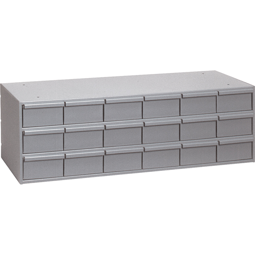 Industrial Drawer Cabinets, 18 Drawers, 33-3/4" W x 11-5/8" D x 10-7/8" H, Grey Haskins Industrial Inc.