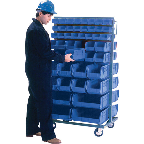 Double-Sided Mobile Bin Rack, Double-sided, 96 bins, 36" W x 24" D x 63" H Haskins Industrial Inc.