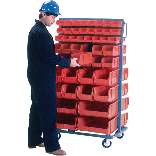 Double-Sided Mobile Bin Rack, Double-sided, 96 bins, 36" W x 24" D x 63" H Haskins Industrial Inc.