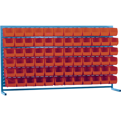 Louvered Rack with Bins, 72 Bins, 72" W x 15" D x 40" H Haskins Industrial Inc.