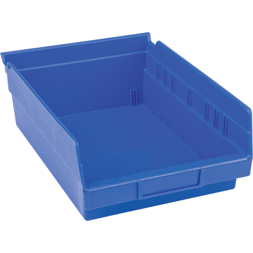 Plastic Shelf Bins, 8-3/8" W x 4" H x 11-5/8" D, Blue, 15 lbs. Capacity Haskins Industrial Inc.