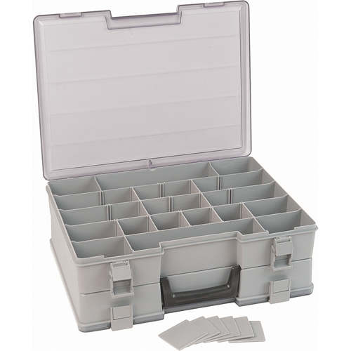 Compartment Case, Plastic, 48 Slots, 15-1/2" W x 11-3/4" D x 5" H, Grey Haskins Industrial Inc.