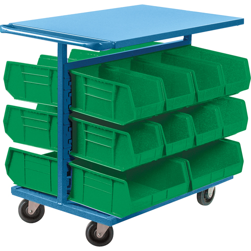 Bin Cart with Bins, Double-sided, 20 bins, 24" W x 38-1/2" D x 36-1/2" H Haskins Industrial Inc.