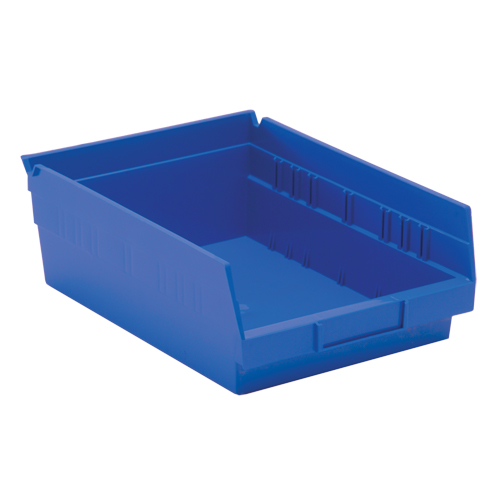 Shelf Bins, 8-3/8" W x 4" H x 11-5/8" D, Blue, 30 lbs. Capacity Haskins Industrial Inc.