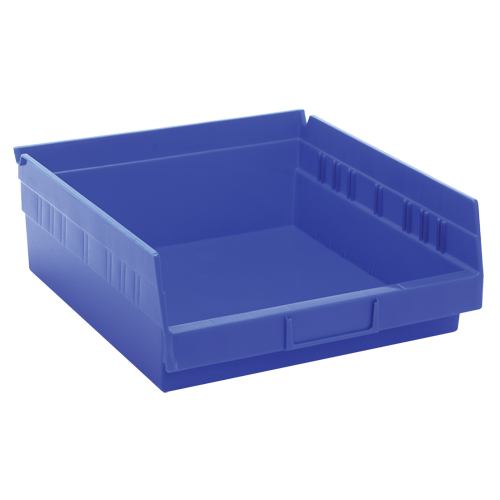Shelf Bins, 11-1/8" W x 4" H x 11-5/8" D, Blue, 30 lbs. Capacity Haskins Industrial Inc.