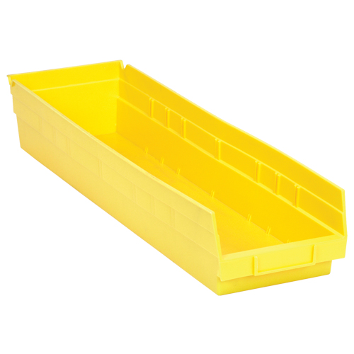 Shelf Bins, 6-5/8" W x 4" H x 23-5/8" D, Yellow, 50 lbs. Capacity Haskins Industrial Inc.
