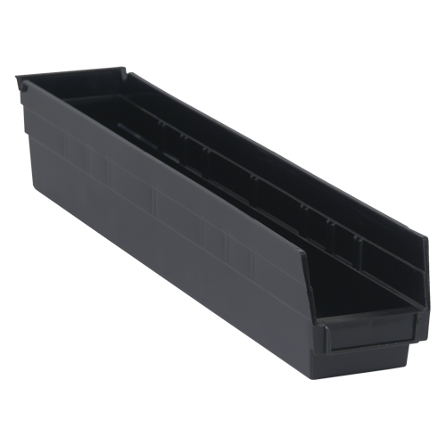 Economy Shelf Bin, 4-1/8" W x 4" H x 23-5/8" D, Black Haskins Industrial Inc.