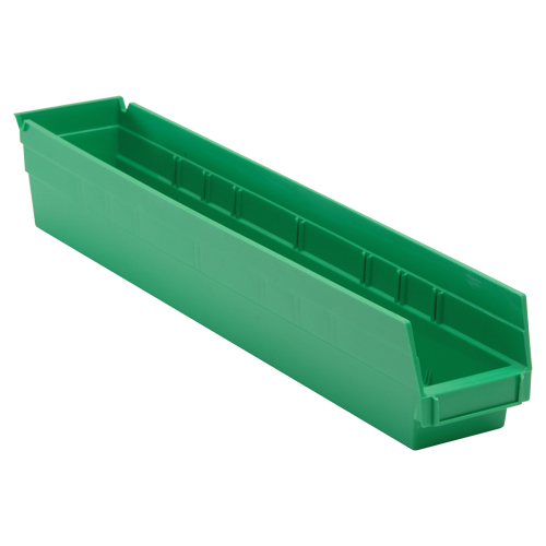 Economy Shelf Bin, 4-1/8" W x 4" H x 23-5/8" D, Green Haskins Industrial Inc.