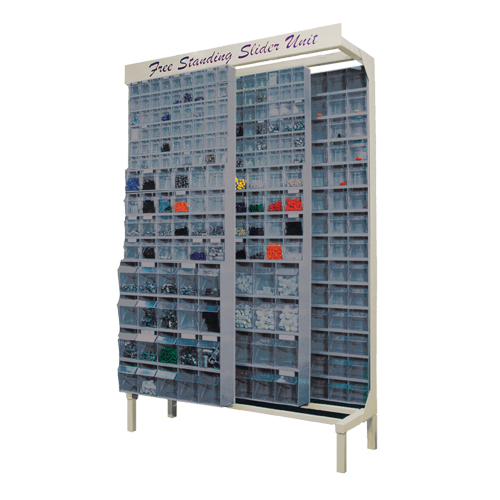 Syst&egrave;me de stockage &agrave; glissi&egrave;re &agrave; bacs basculants autonome, 48" la x 18" p x 77" h, 364 tiroirs Haskins Industrial Inc.