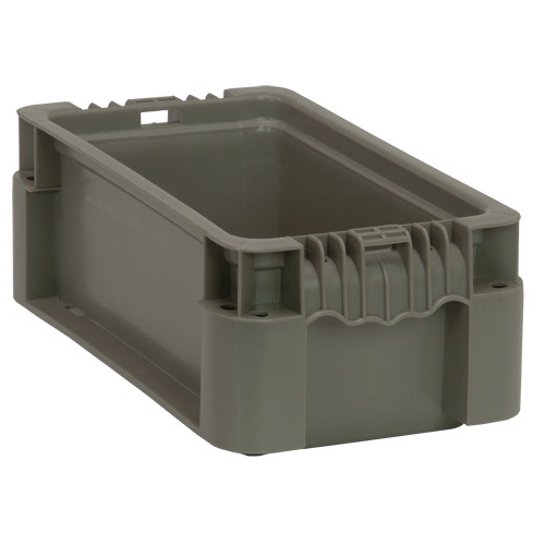 Collapsible Stacking Container, 7" W x 12" D x 5" H, Grey Haskins Industrial Inc.