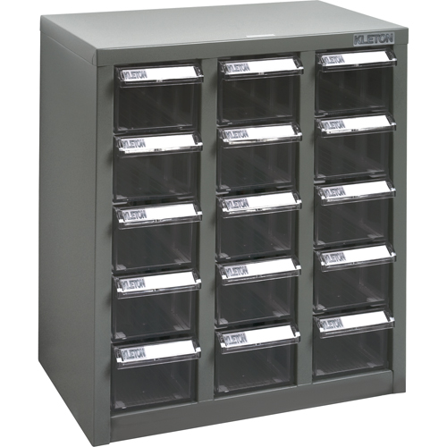 KPC-500 Parts Cabinet, Steel, 15 Drawers, 14" x 8-2/3" x 16-1/3", Grey Haskins Industrial Inc.