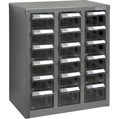 KPC-600 Parts Cabinet, Galvanized Steel, 18 Drawers, 13-9/10" x 8-7/10" x 16-3/10", Grey Haskins Industrial Inc.
