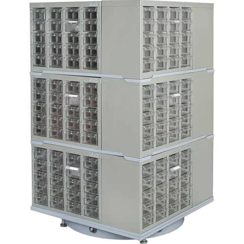 Armoire industrielle robuste avec carrousel &agrave; tiroirs, Acier, 240 tiroirs, 27" la x 27" p x 48" h, Gris Haskins Industrial Inc.