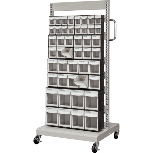 Mobile Tilt Bin Rack, Single-sided, 46 bins, 26-1/4" W x 22" D x 57-1/2" H Haskins Industrial Inc.