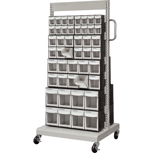 Mobile Tilt Bin Rack, Double-sided, 92 bins, 26-1/4" W x 22" D x 57-1/2" H Haskins Industrial Inc.