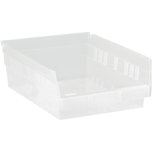 Shelf Bins, 8-3/8" W x 4" H x 11-5/8" D, Clear, 30 lbs. Capacity Haskins Industrial Inc.