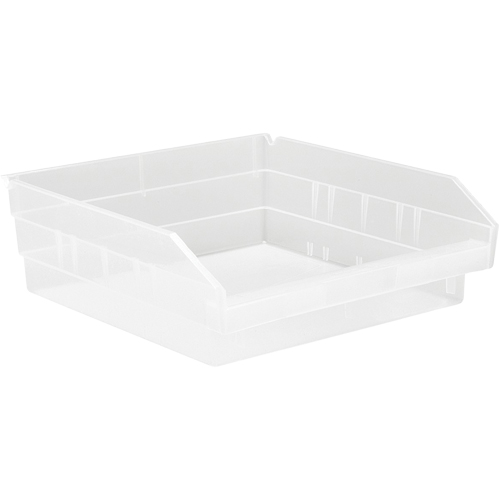 Shelf Bins, 11-1/8" W x 4" H x 11-5/8" D, Clear, 30 lbs. Capacity Haskins Industrial Inc.