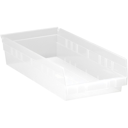 Shelf Bins, 8-3/8" W x 4" H x 17-7/8" D, Clear, 40 lbs. Capacity Haskins Industrial Inc.