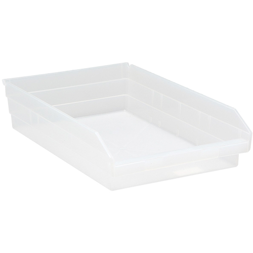 Shelf Bins, 11-1/8" W x 4" H x 17-7/8" D, Clear, 40 lbs. Capacity Haskins Industrial Inc.