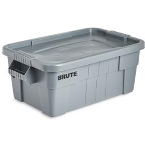 Brute Storage Tote with Lid, 27.88” D x 16.5” W x 10.7" H, 112 llbs. Capacity, Grey Haskins Industrial Inc.