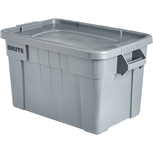 Brute Storage Tote with Lid, 27.88” D x 17.38” W x 15.13” H, 160 lbs. Capacity, Grey Haskins Industrial Inc.